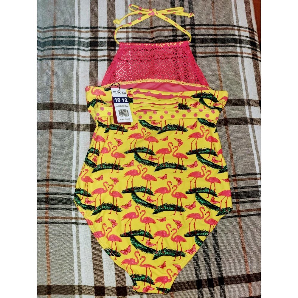 VIGOSS Girls Flamingo Besties 1Piece Bathing Suit - Picture 4 of 6